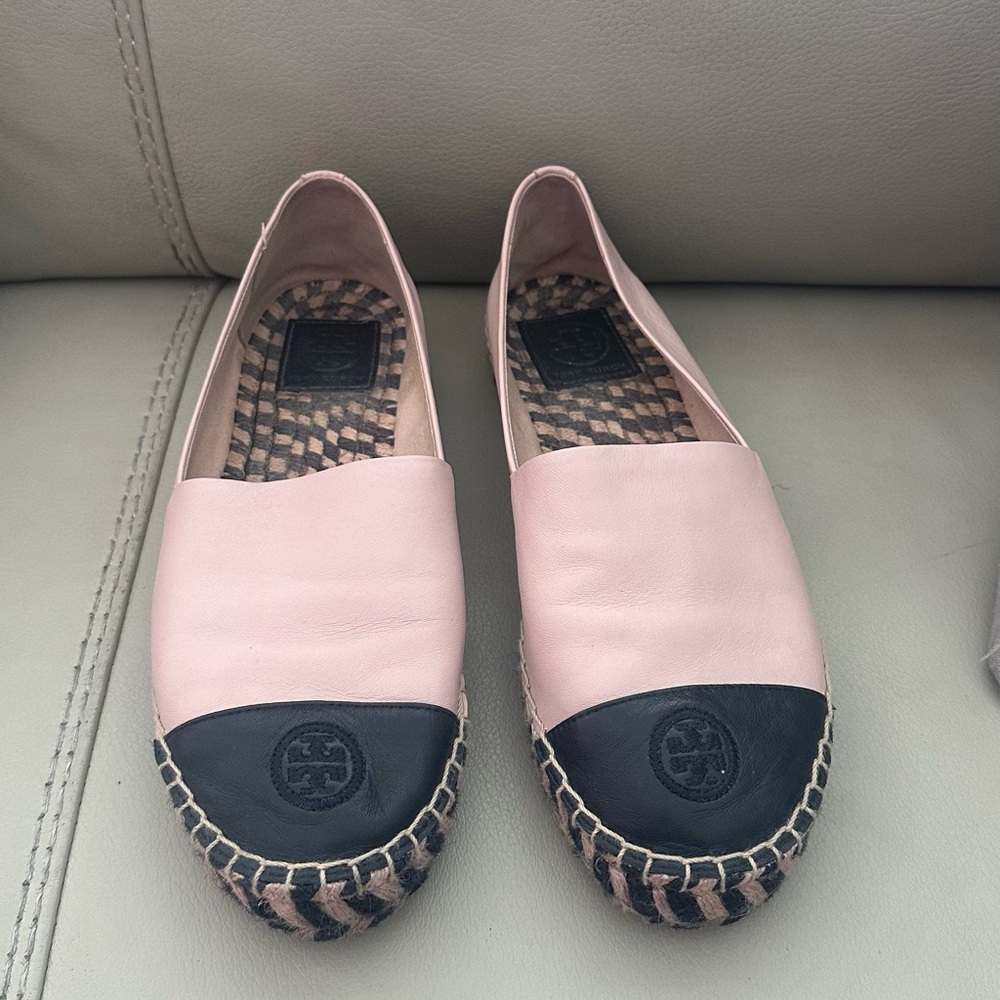 Tory Burch Blush and Black Espadrilles